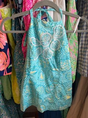 Lilly Pulitzer Aqua Shell-Print Halter Neck Top 100% Cotton